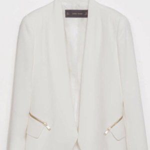 Zara | White Blazer with Zips (M)